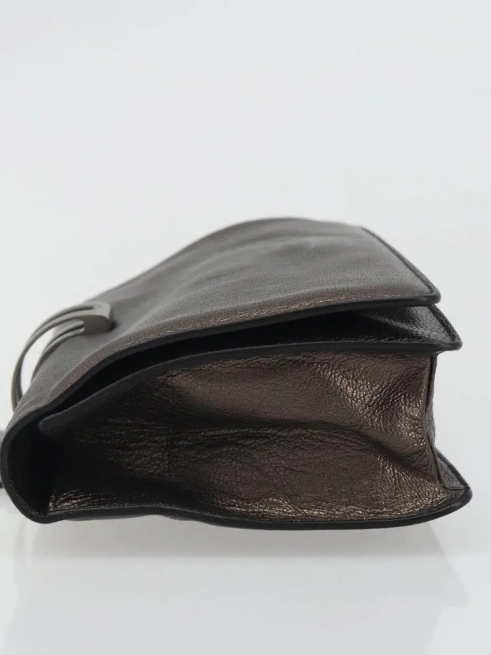 Salvatore Ferragamo Gancini Hand Bag Leather Gray Auth 188730A